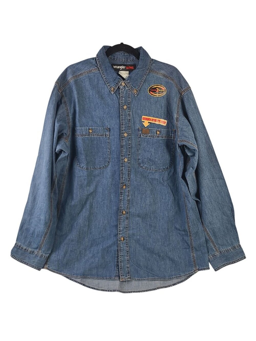 NEW Wrangler Riggs Workwear Mens Utility Denim Shirt XL Long Sleeve Button Front